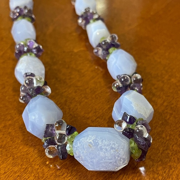 Ross Simons Blue/Purple Agate Quartz Necklace Choker - Picture 11 of 16